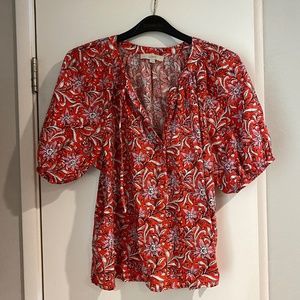 Red floral Loft blouse L